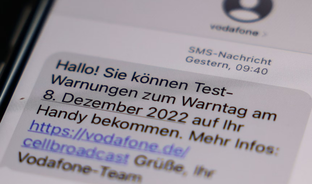 Warntag 2022 Vodafone SMS Cell Broadcast